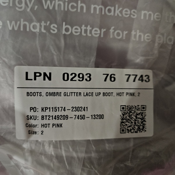 Big Girls  Ombre Glitter Duck Boot Size 2 NWT - Picture 7 of 7